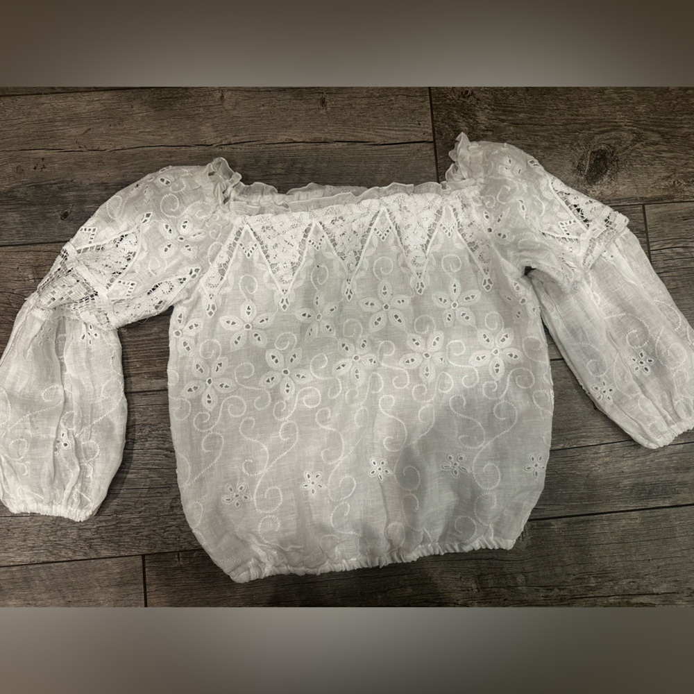 Temptations Lace Embroidered Off the Shoulder Blouse M